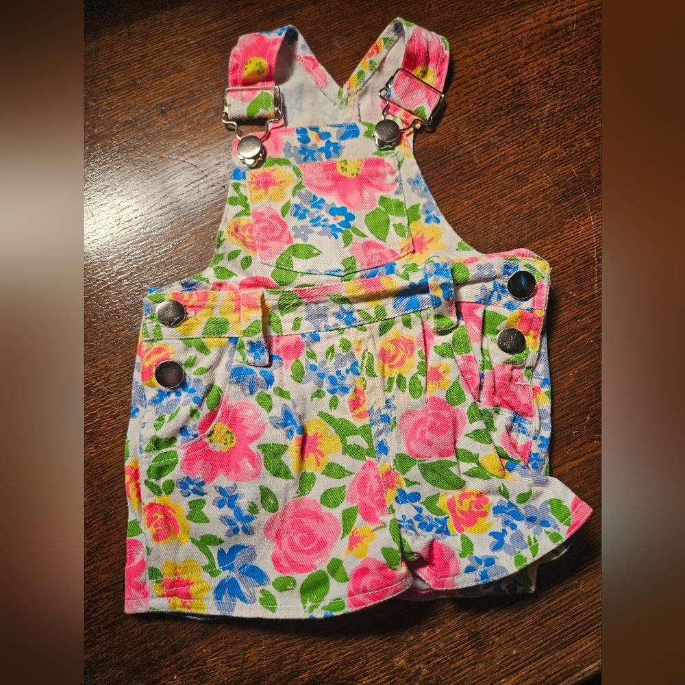 Vintage Hopscotch Kids Baby 12 Month Colorful Floral Overalls